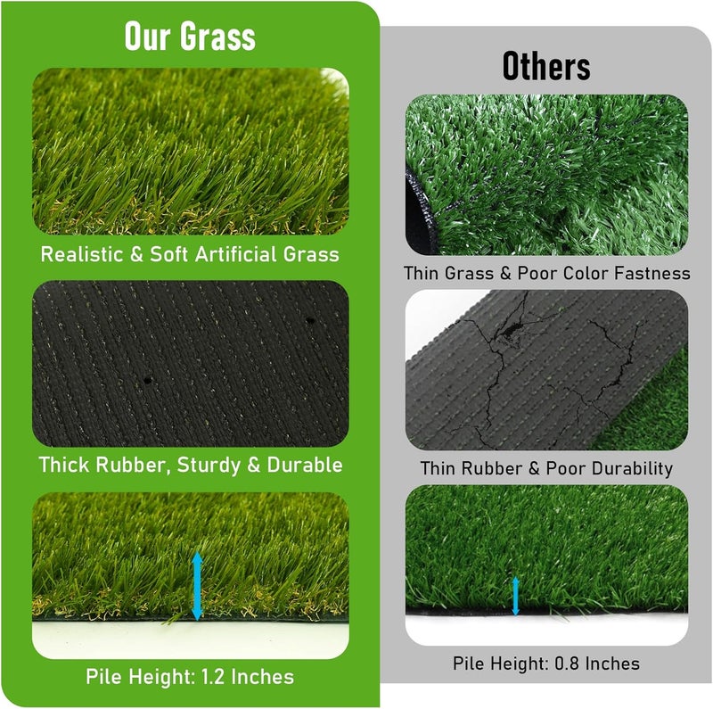 CooRug Artificial Grass Outdoor, 3x5 Ft Realistic Artificial Turf Grass Rug, Large Fake Grass for Dogs Indoor Outdoor Garden Lawn Landscape Patios Decoration - Image 2